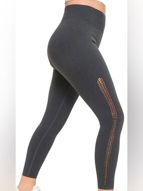 Aerie American eagle ae High-Waist deep gray Seamless Leggings Side Cutout braid